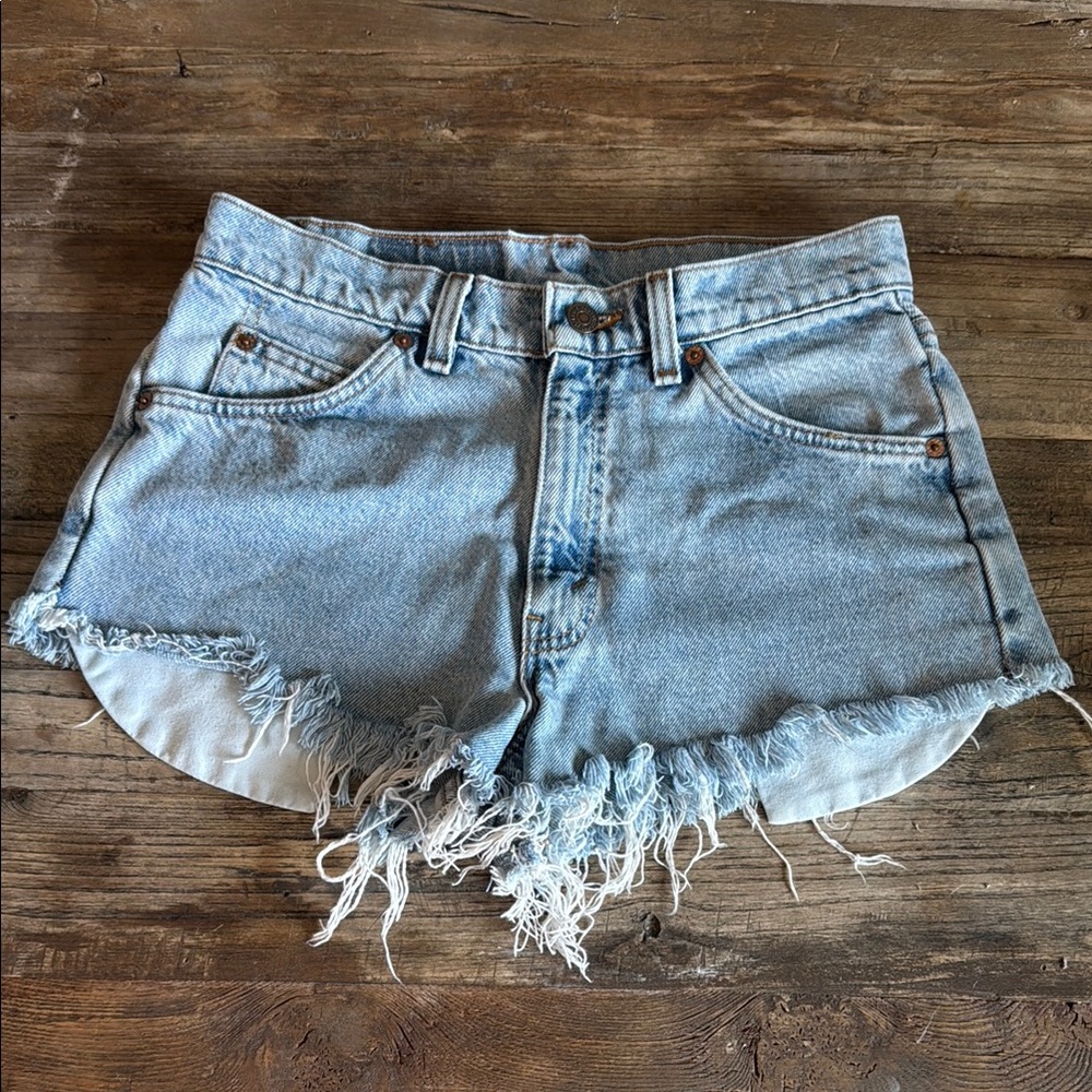 Levi's Blue Jean Shorts Distressed Frayed Hem